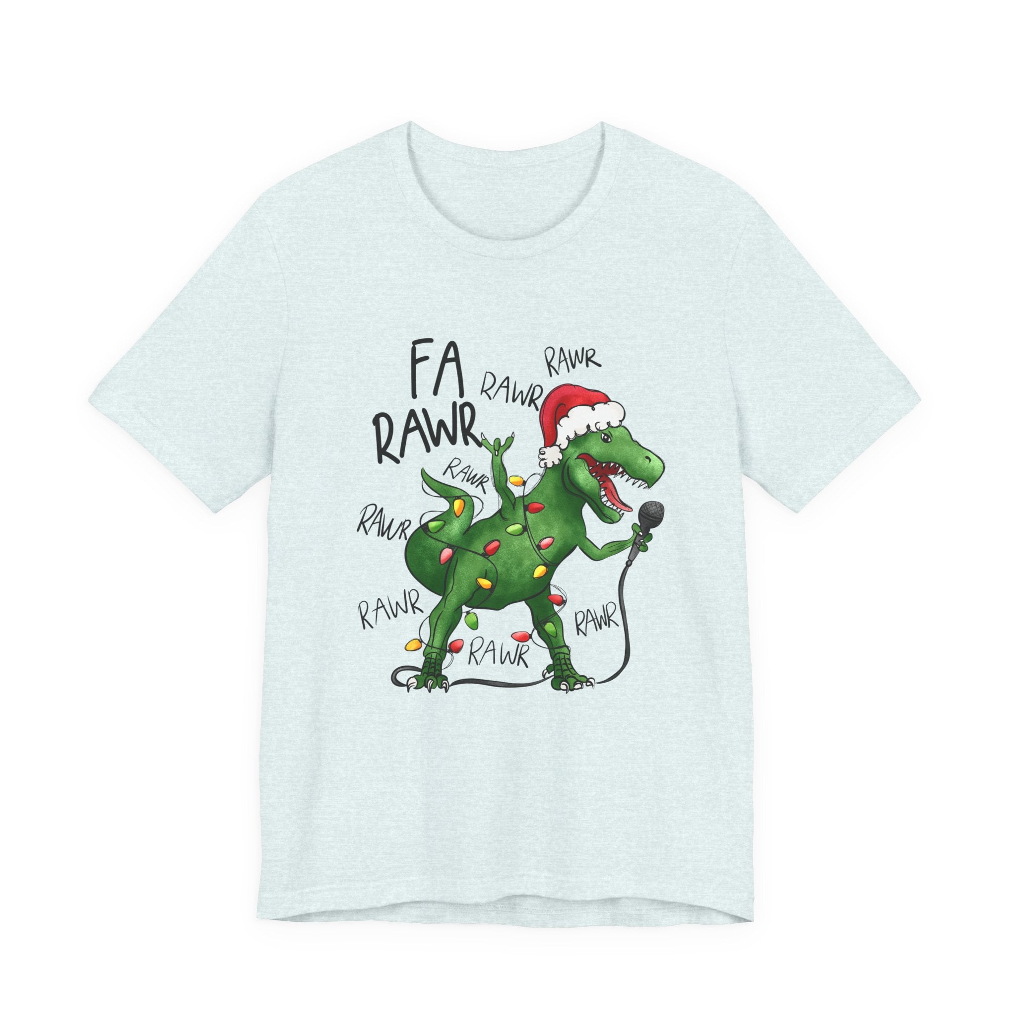 Dinosaur Karaoke Christmas Music Shirt, Christmas Music Tee by Printify