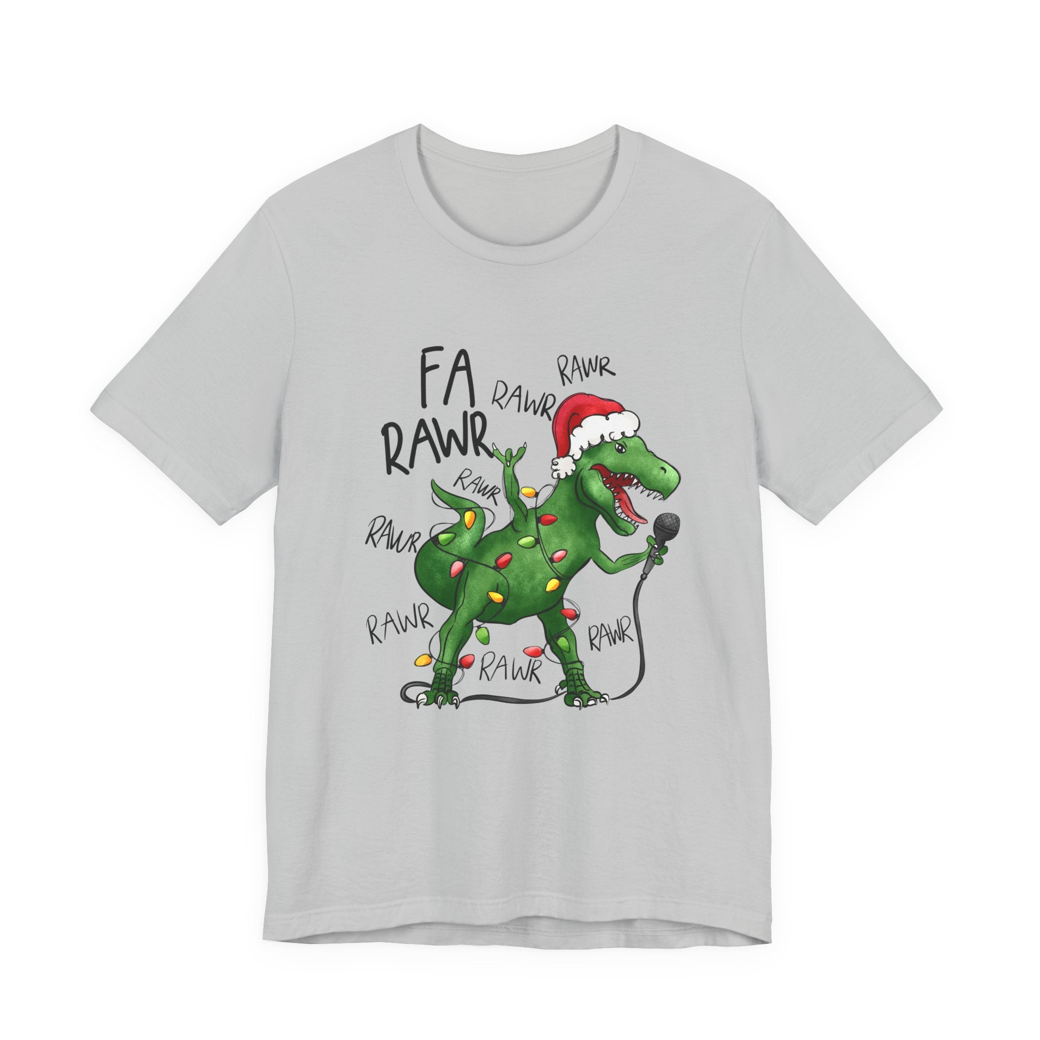 Dinosaur Karaoke Christmas Music Shirt, Christmas Music Tee by Printify