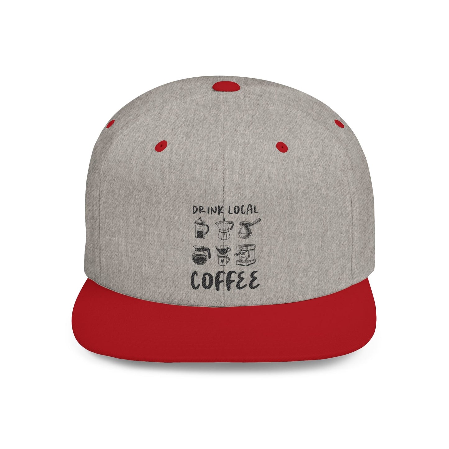 Drink Local Coffee Snapback Hat — Flat Bill Coffee Lover Cap - Popbydesign