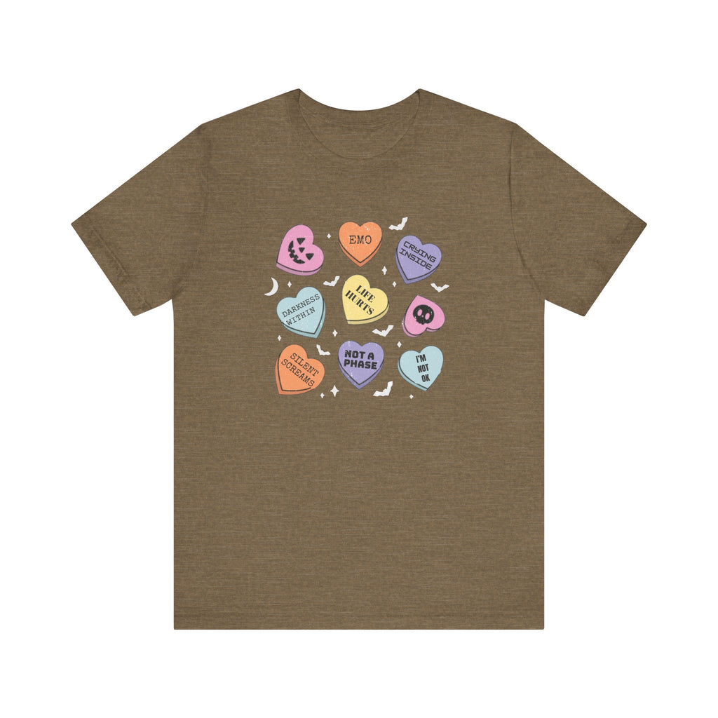 Emo Halloween Candy Hearts Shirt, Spooky Candies Shirt by PopCultureByDesign36