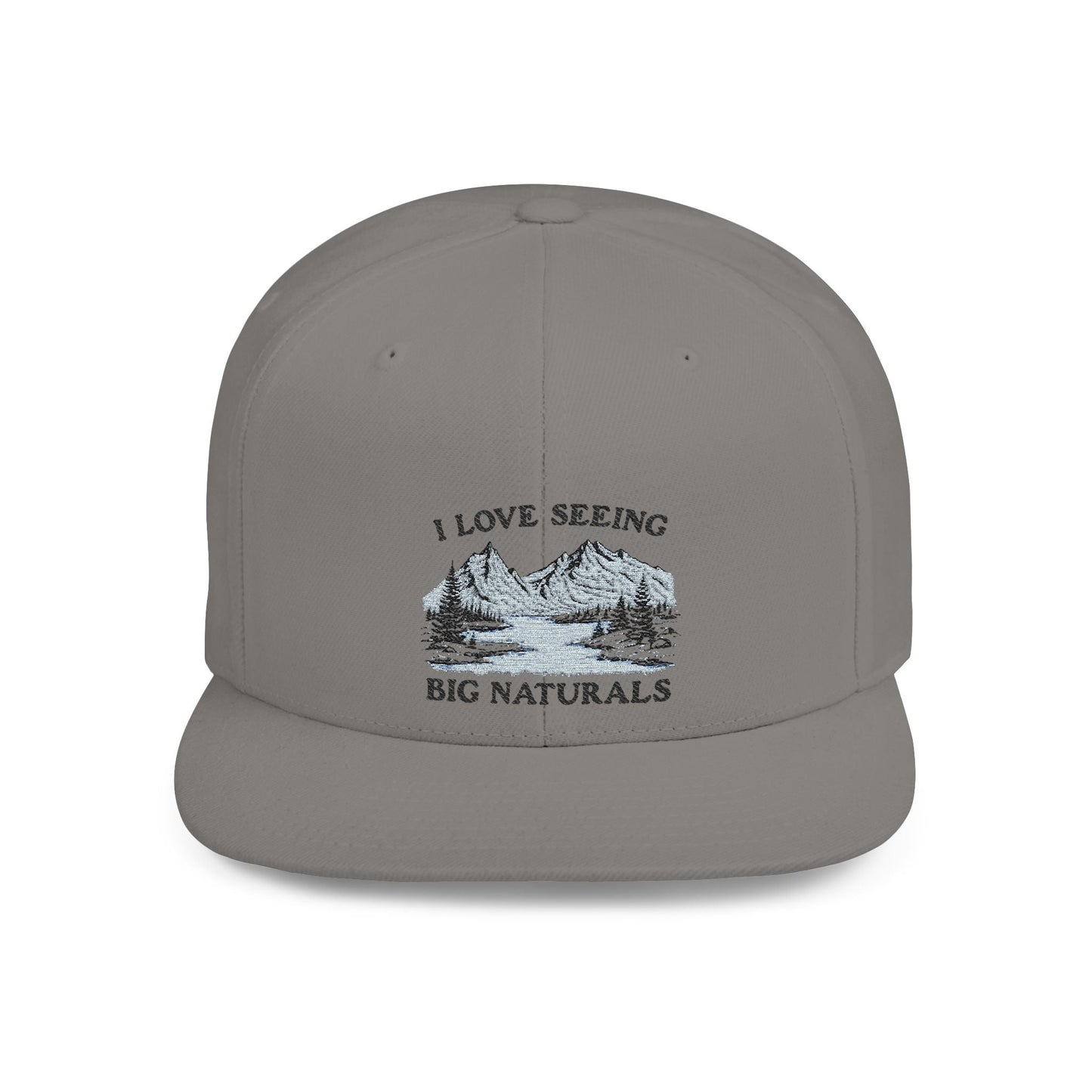 Funny Boob Pun Snapback — I Love Seeing Big Naturals Flat Bill Hat - Popbydesign