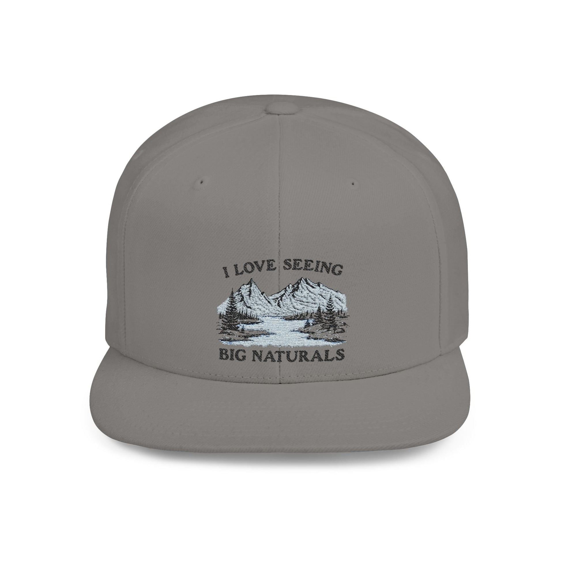 Funny Boob Pun Snapback — I Love Seeing Big Naturals Flat Bill Hat - Popbydesign