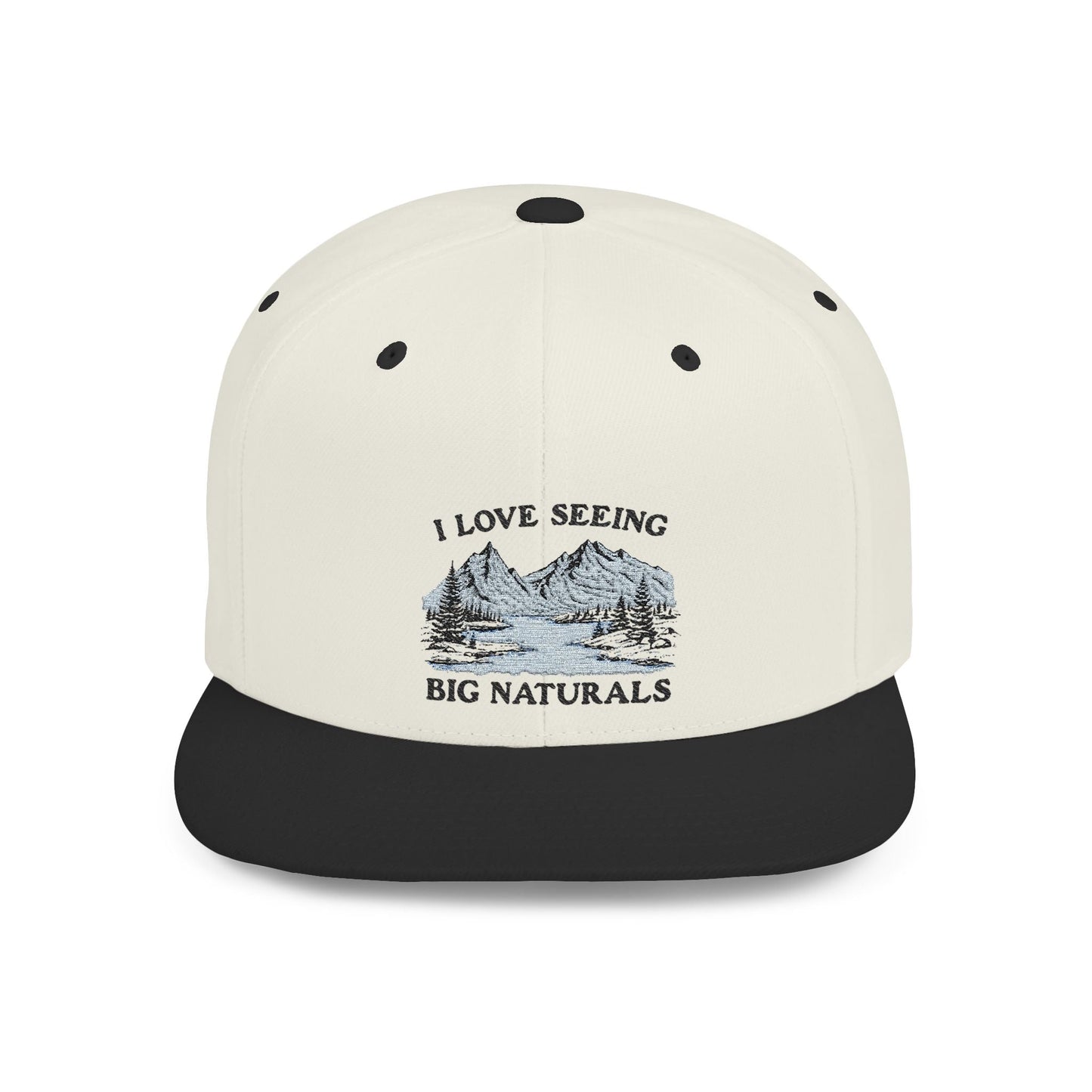 Funny Boob Pun Snapback — I Love Seeing Big Naturals Flat Bill Hat - Popbydesign