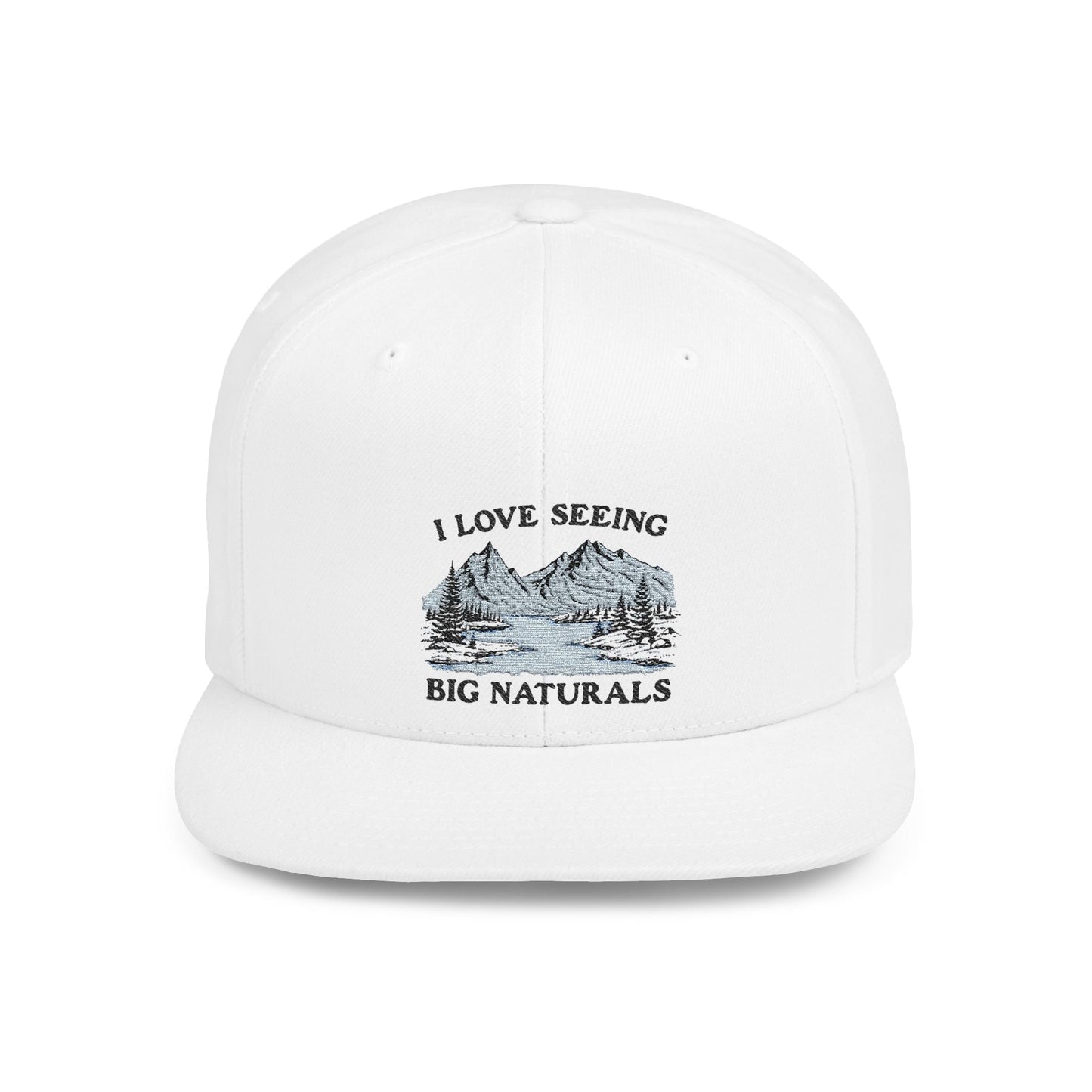 Funny Boob Pun Snapback — I Love Seeing Big Naturals Flat Bill Hat - Popbydesign