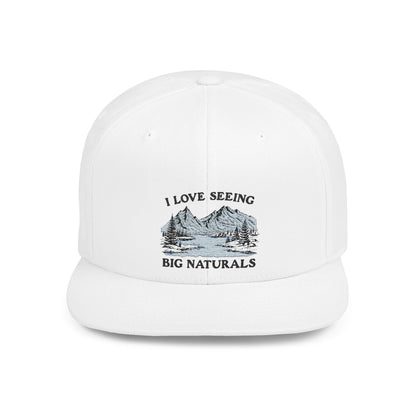 Funny Boob Pun Snapback — I Love Seeing Big Naturals Flat Bill Hat - Popbydesign