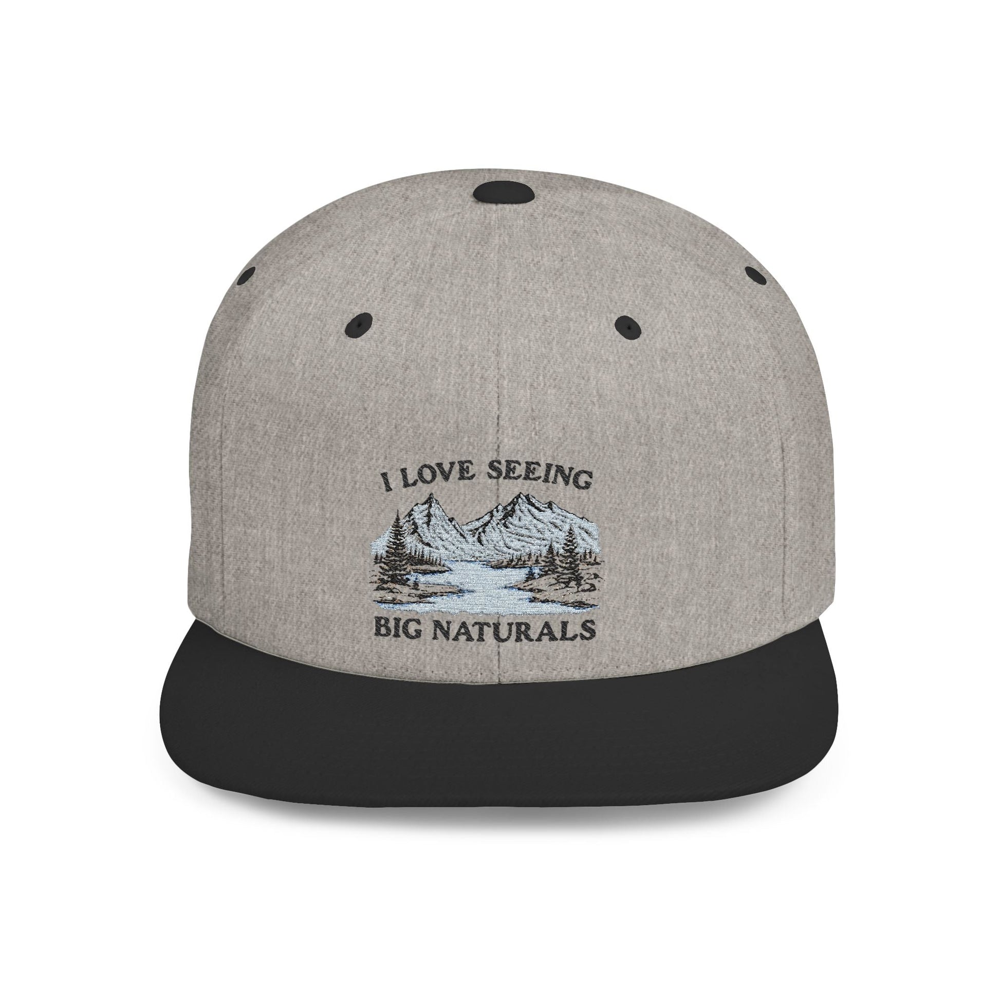 Funny Boob Pun Snapback — “I Love Seeing Big Naturals” Flat Bill Hat - Popbydesign