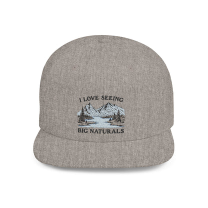 Funny Boob Pun Snapback — “I Love Seeing Big Naturals” Flat Bill Hat - Popbydesign