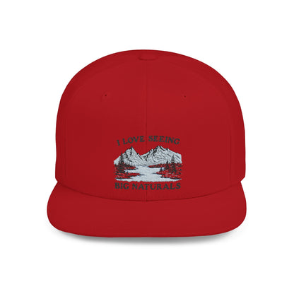 Funny Boob Pun Snapback — I Love Seeing Big Naturals Flat Bill Hat - Popbydesign
