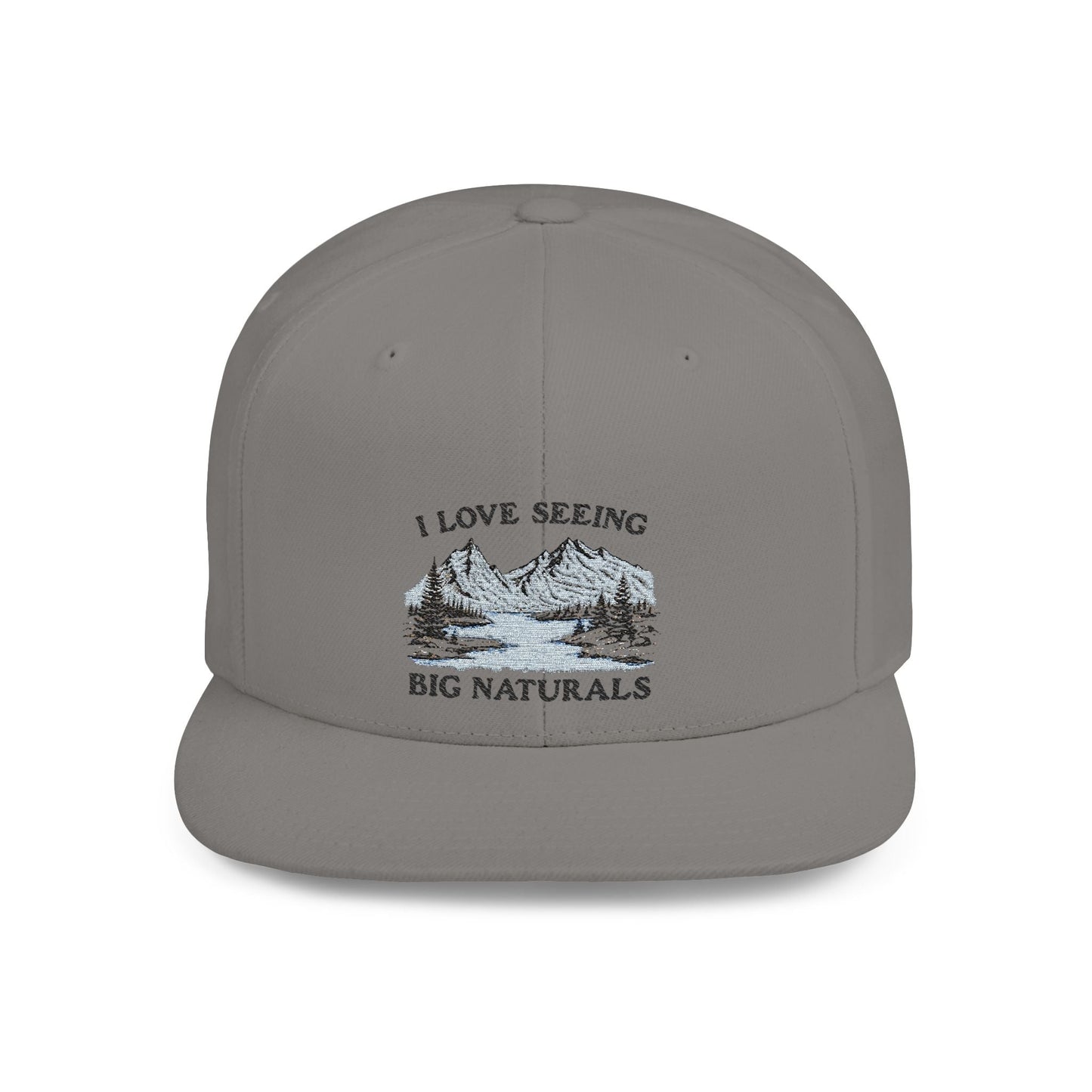 Funny Boob Pun Snapback — “I Love Seeing Big Naturals” Flat Bill Hat - Popbydesign