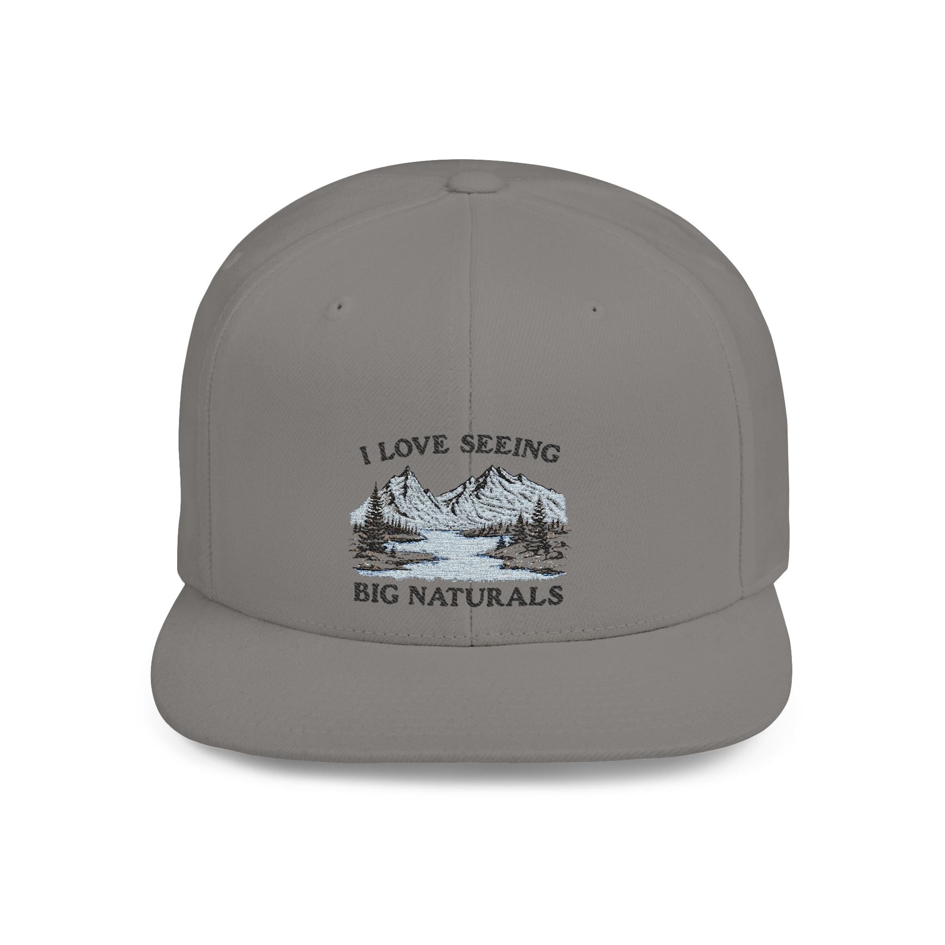 Funny Boob Pun Snapback — “I Love Seeing Big Naturals” Flat Bill Hat - Popbydesign