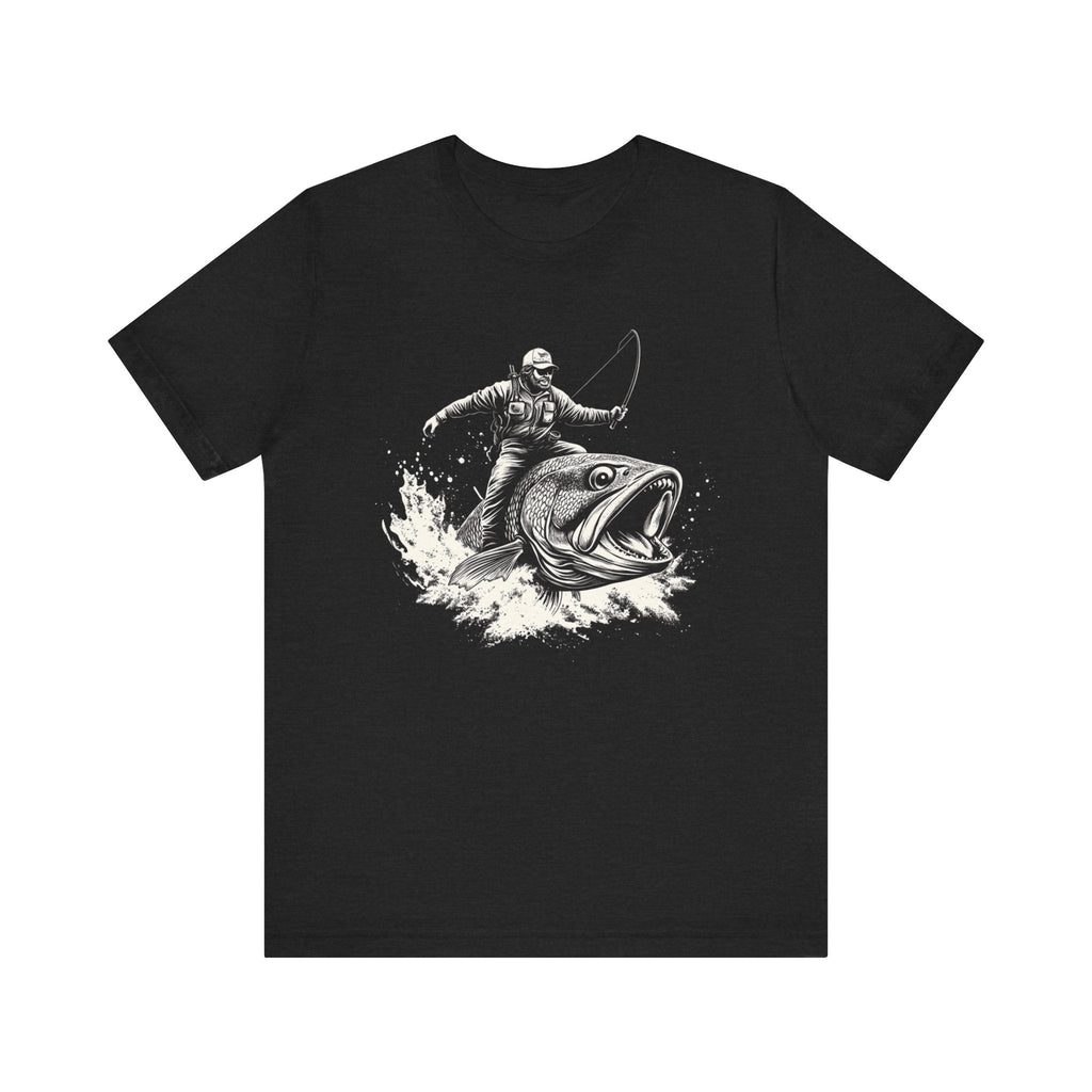 Funny Fisherman Riding a Trout T-Shirt, Fishing Tee by PopCultureByDesign36