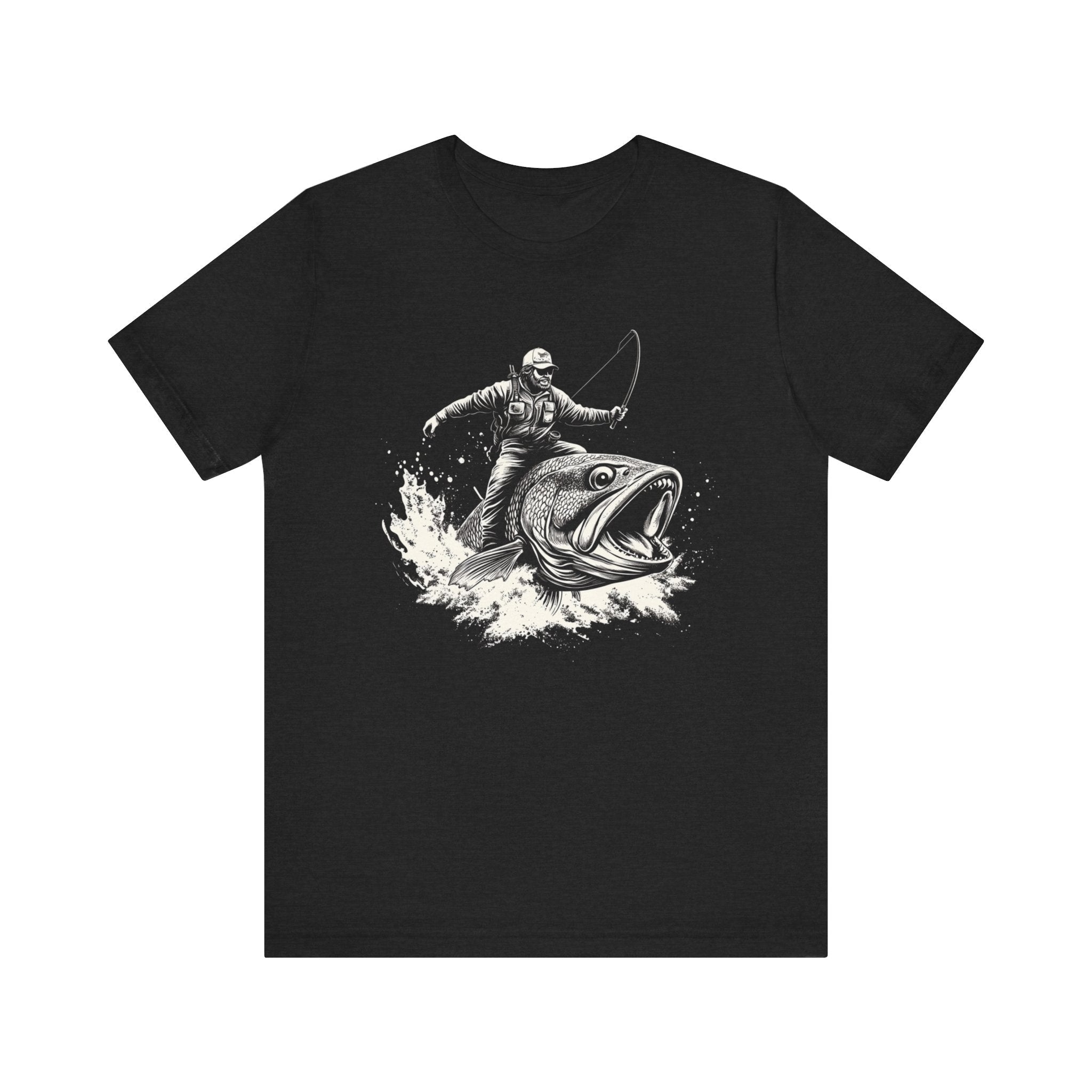 Funny Fisherman Riding a Trout T-Shirt, Fishing Tee by PopCultureByDesign36