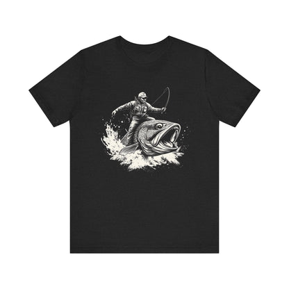 Funny Fisherman Riding a Trout T-Shirt, Fishing Tee - Popbydesign