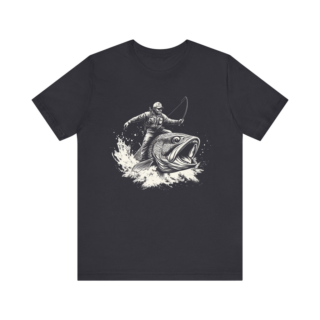 Funny Fisherman Riding a Trout T-Shirt, Fishing Tee by PopCultureByDesign36