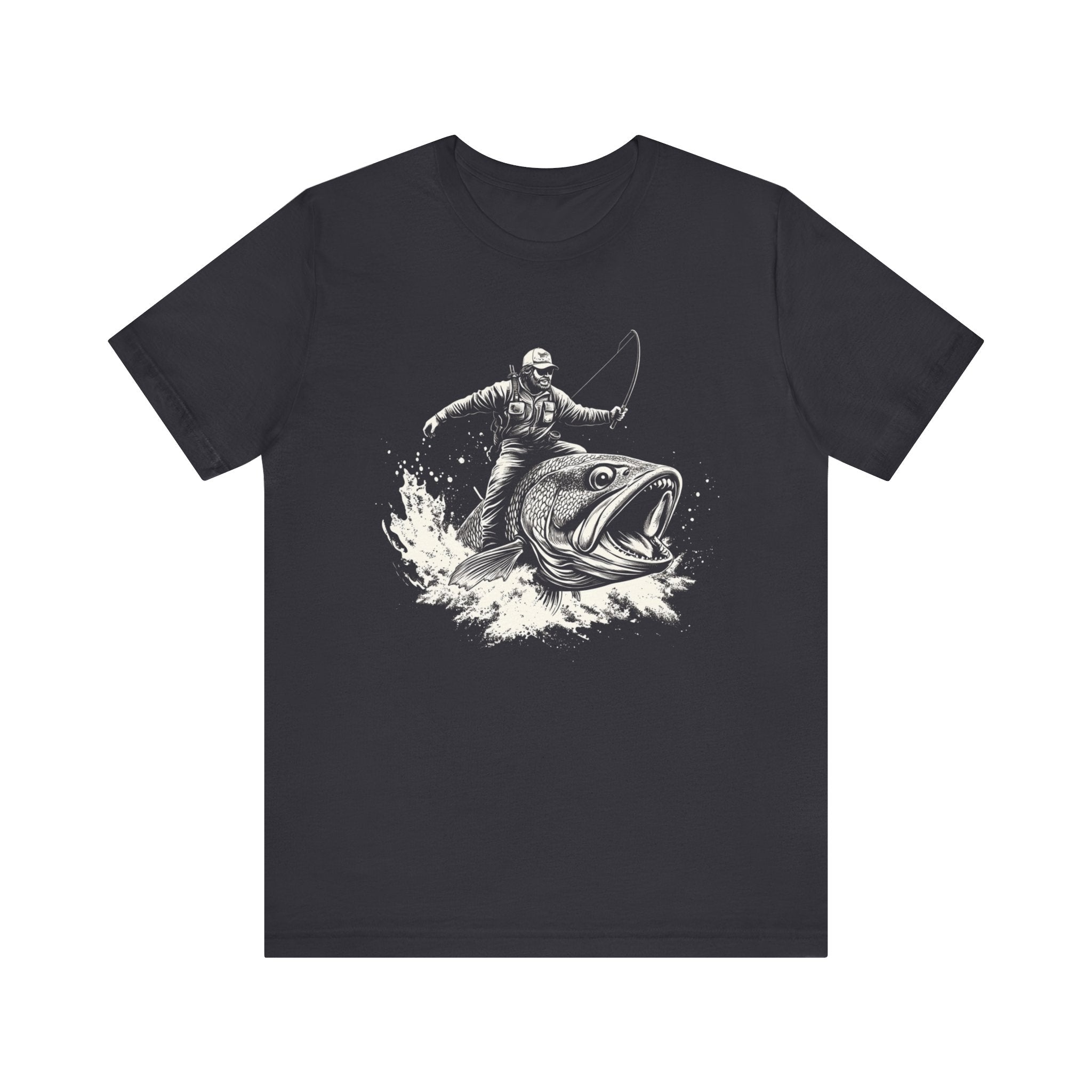 Funny Fisherman Riding a Trout T-Shirt, Fishing Tee by PopCultureByDesign36