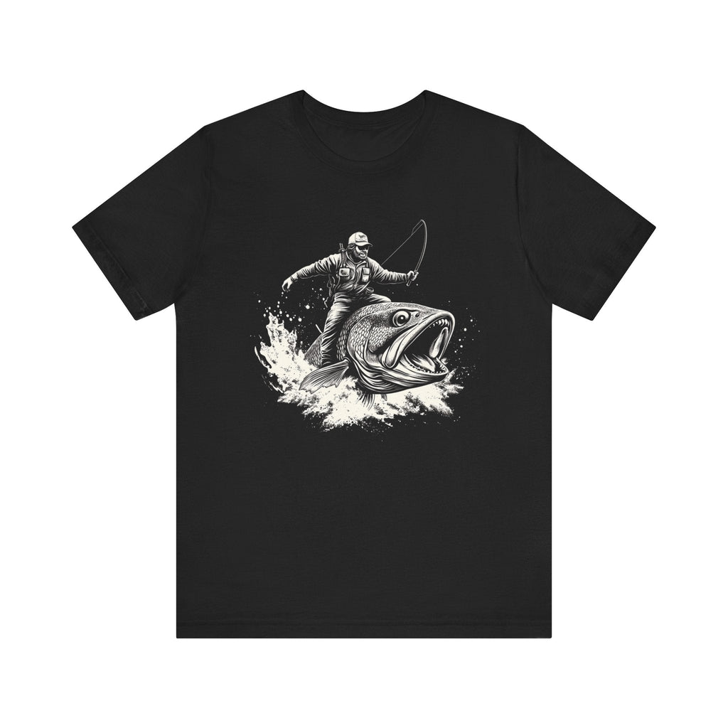 Funny Fisherman Riding a Trout T-Shirt, Fishing Tee by PopCultureByDesign36