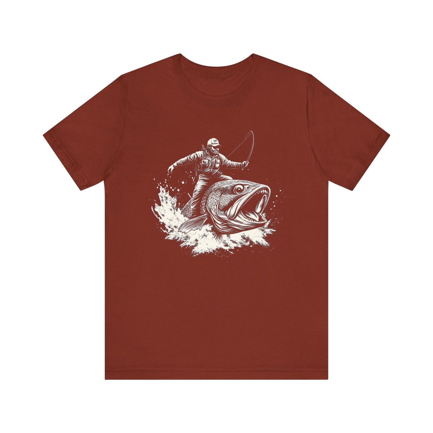 Funny Fisherman Riding a Trout T-Shirt, Fishing Tee - Popbydesign