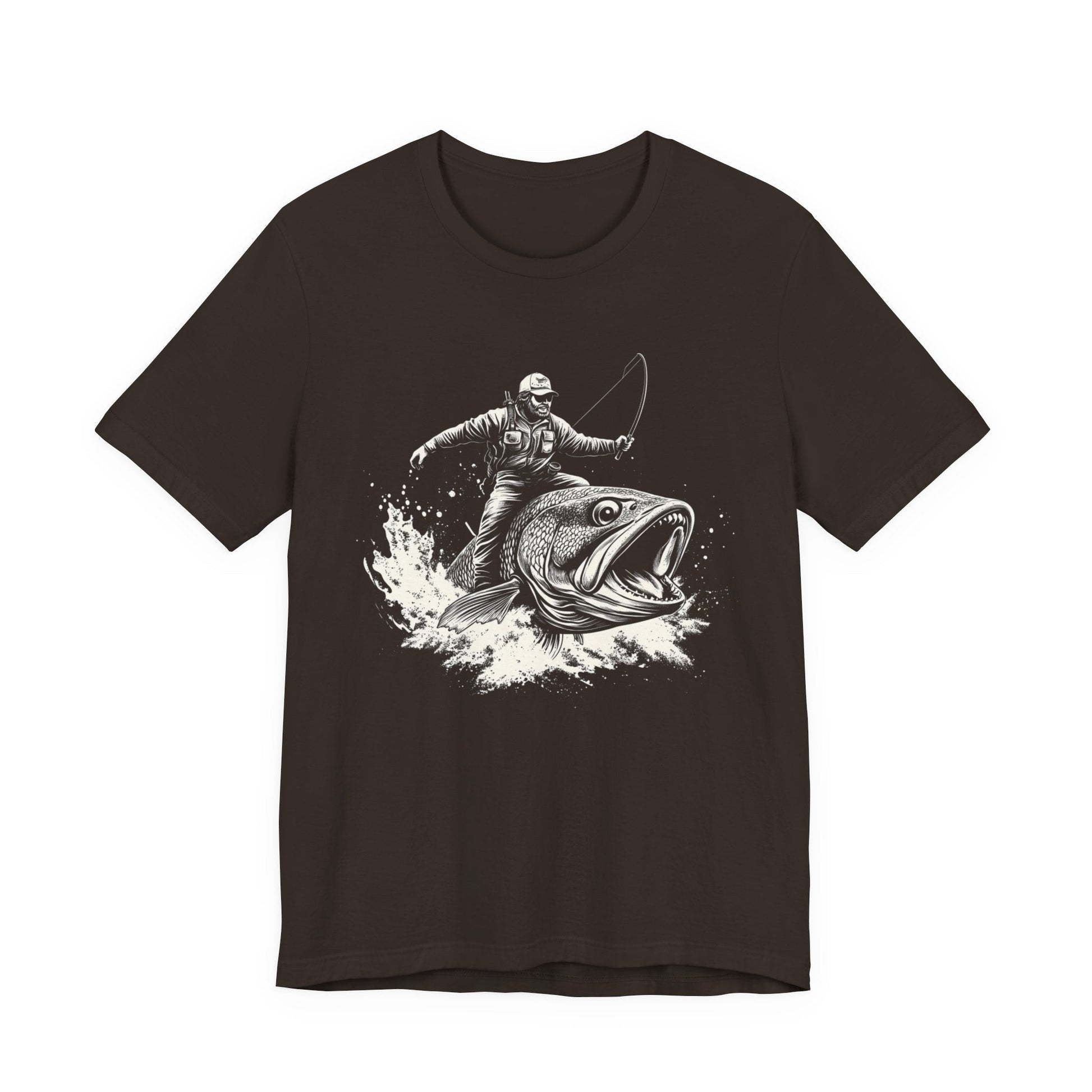 Funny Fisherman Riding a Trout T-Shirt, Fishing Tee - Popbydesign