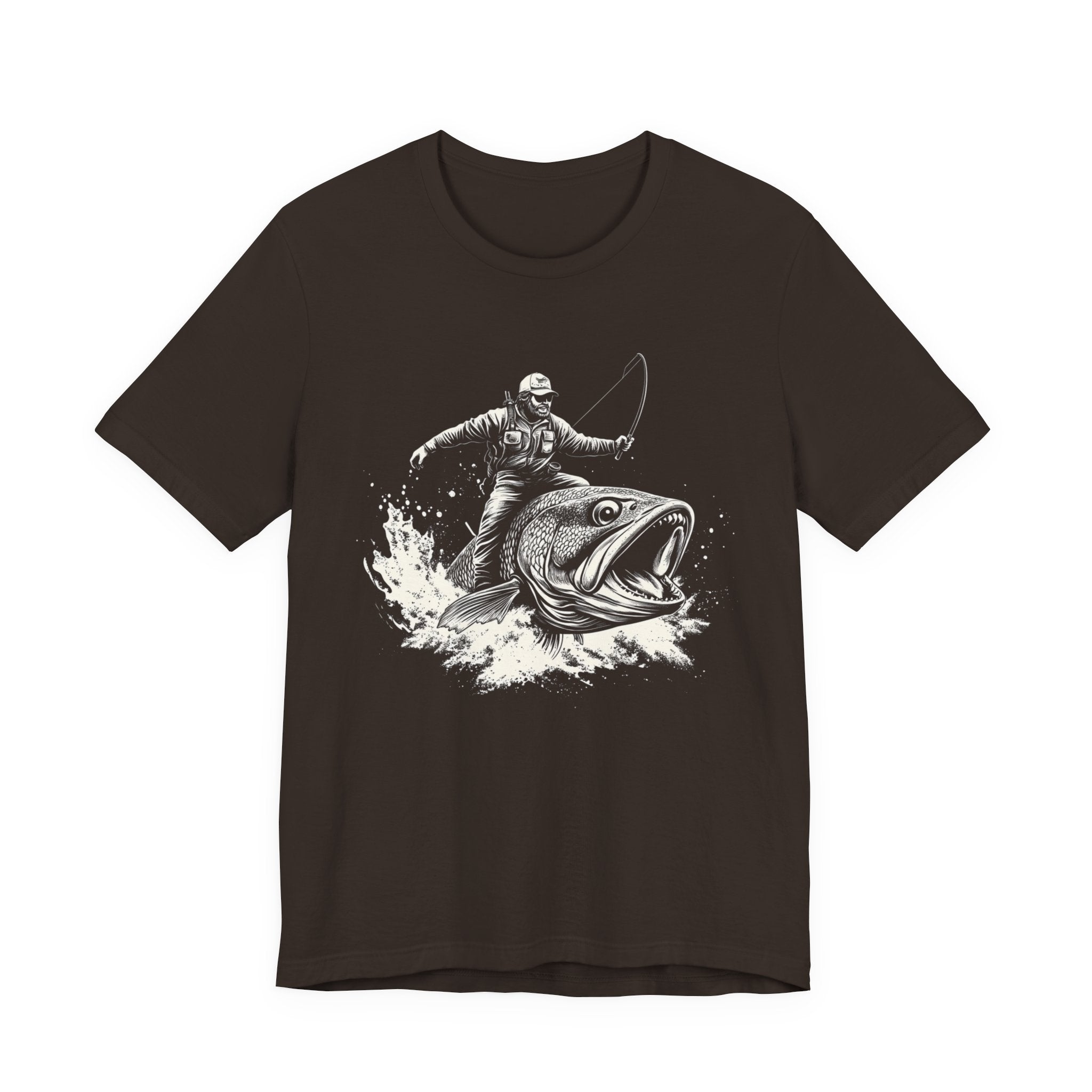 Funny Fisherman Riding a Trout T-Shirt, Fishing Tee by PopCultureByDesign36