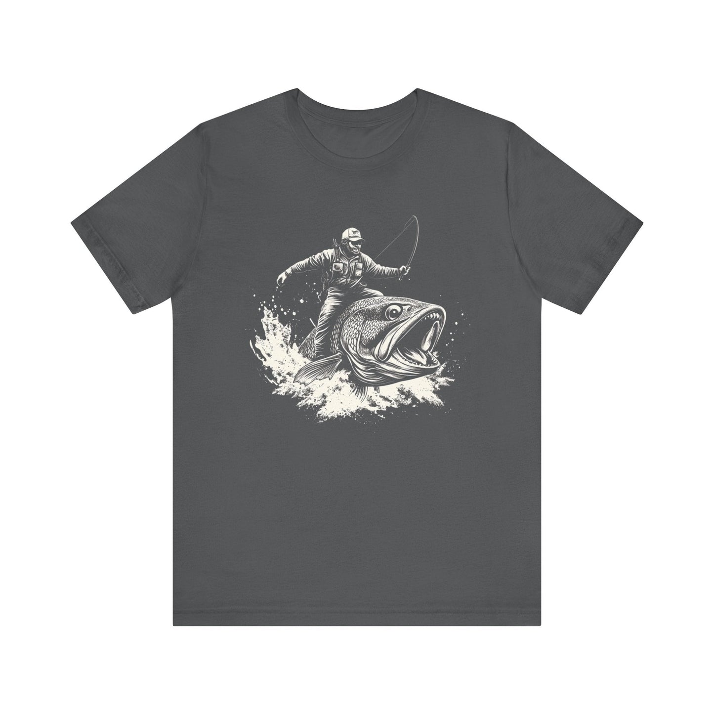 Funny Fisherman Riding a Trout T-Shirt, Fishing Tee - Popbydesign
