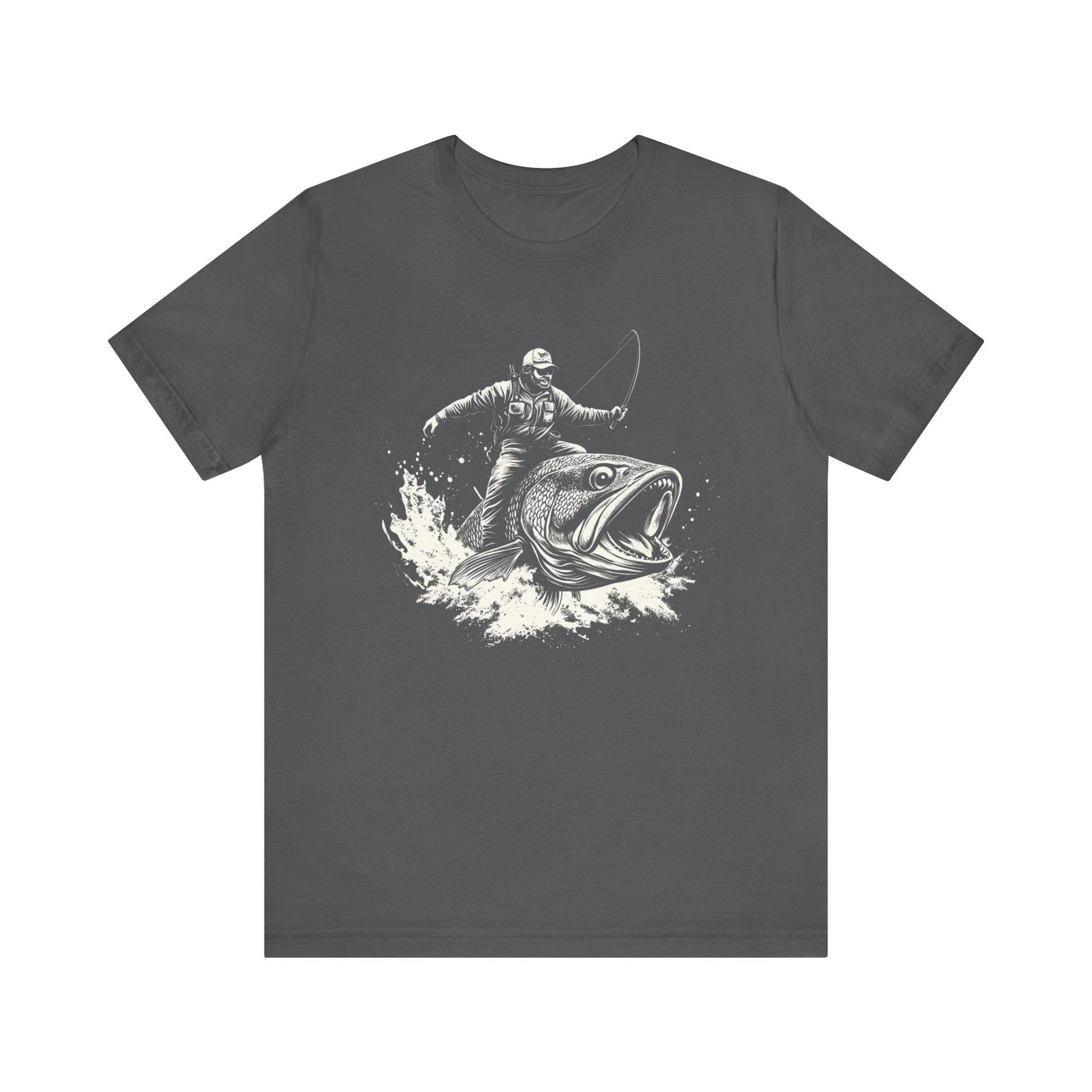 Funny Fisherman Riding a Trout T-Shirt, Fishing Tee - Popbydesign