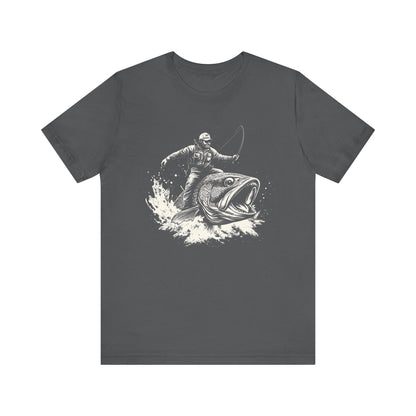Funny Fisherman Riding a Trout T-Shirt, Fishing Tee - Popbydesign