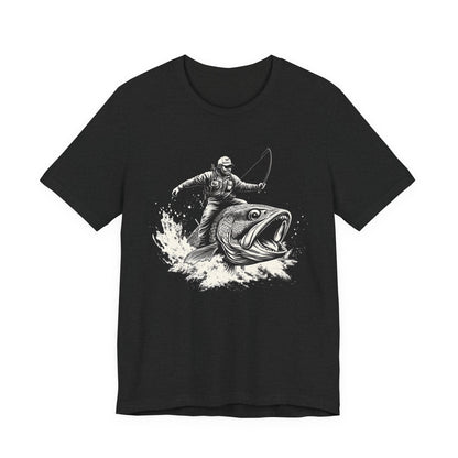 Funny Fisherman Riding a Trout T-Shirt, Fishing Tee - Popbydesign