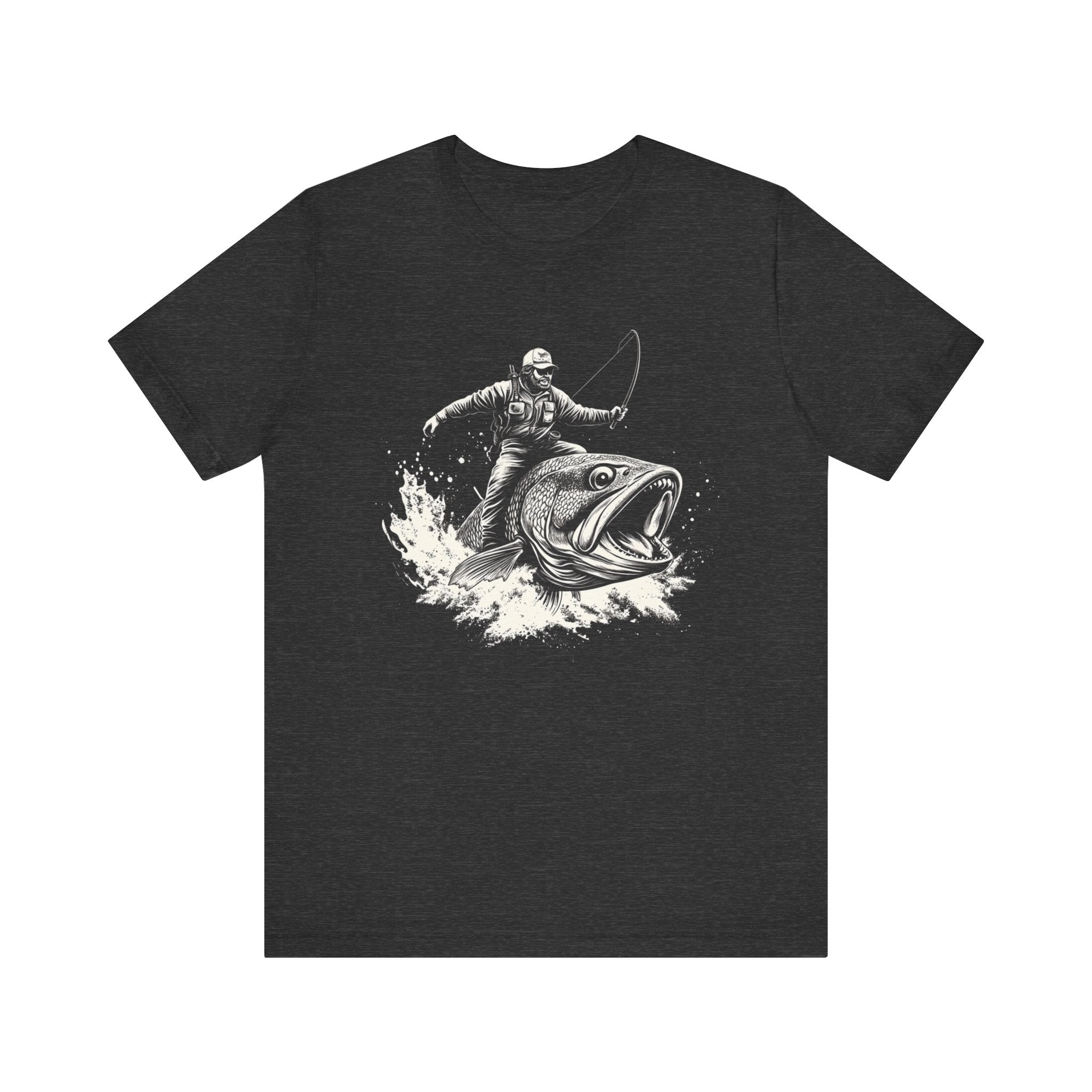 Funny Fisherman Riding a Trout T-Shirt, Fishing Tee by PopCultureByDesign36