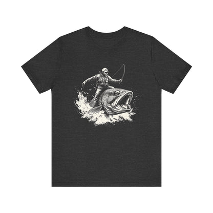 Funny Fisherman Riding a Trout T-Shirt, Fishing Tee - Popbydesign