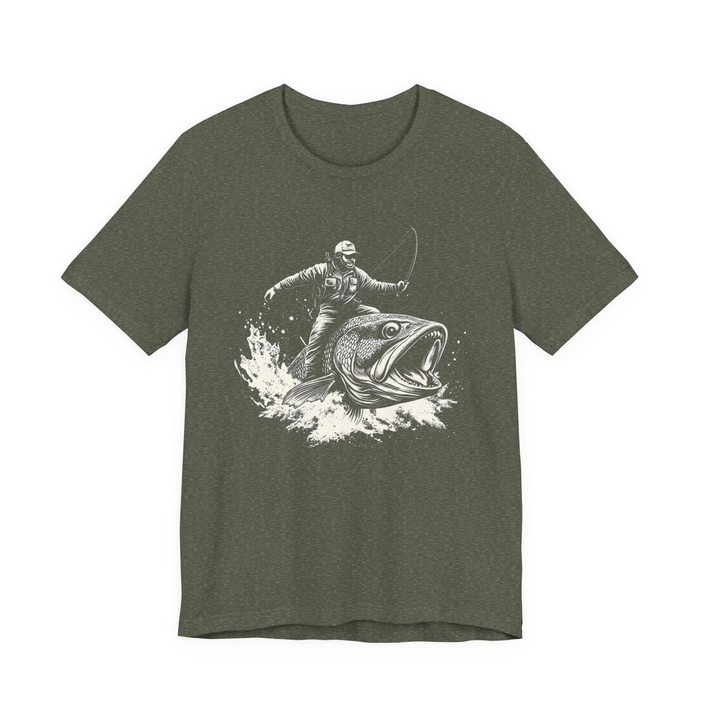 Funny Fisherman Riding a Trout T-Shirt, Fishing Tee - Popbydesign