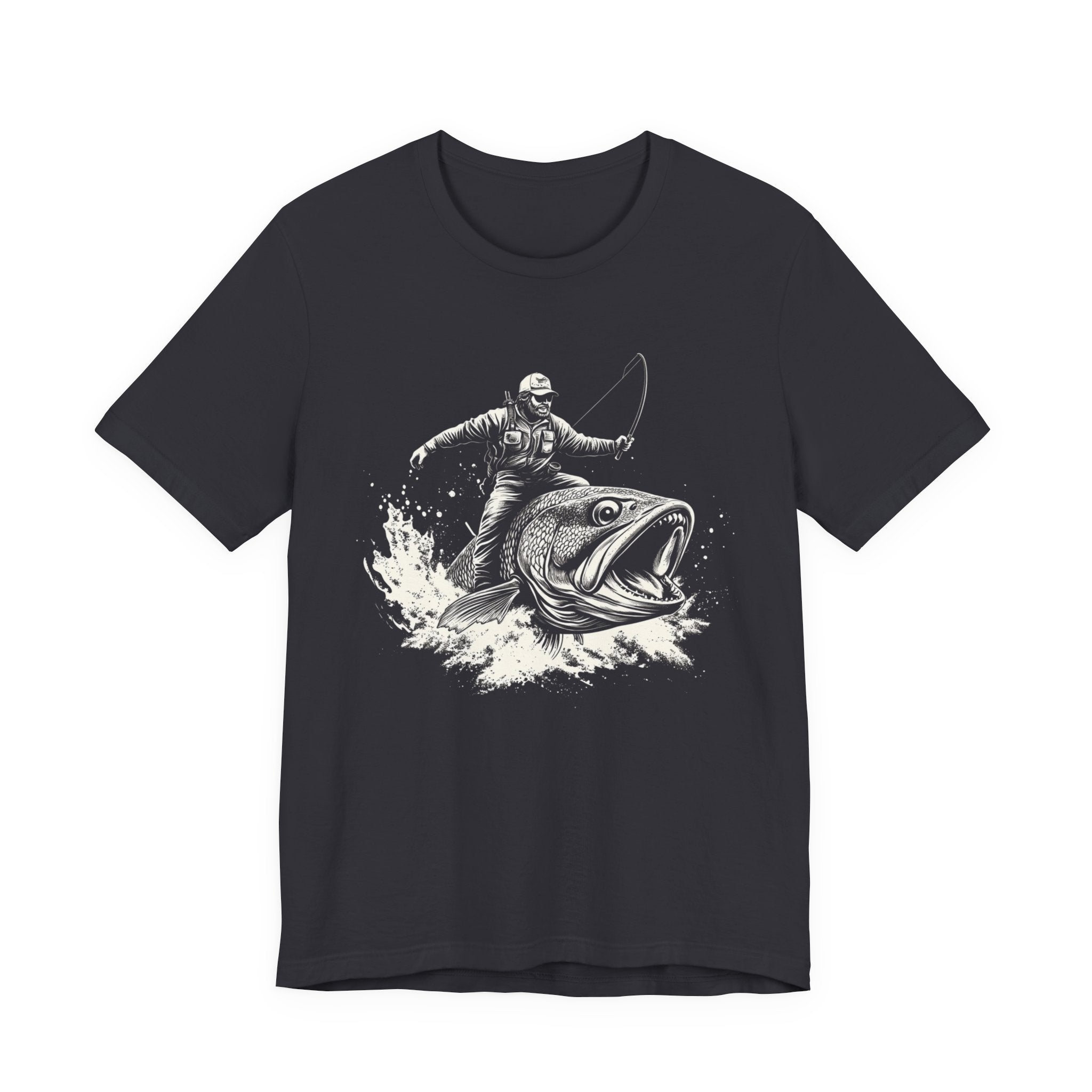 Funny Fisherman Riding a Trout T-Shirt, Fishing Tee by PopCultureByDesign36