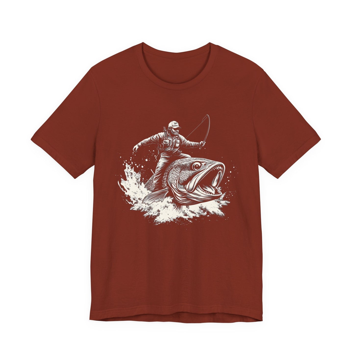Funny Fisherman Riding a Trout T-Shirt, Fishing Tee - Popbydesign