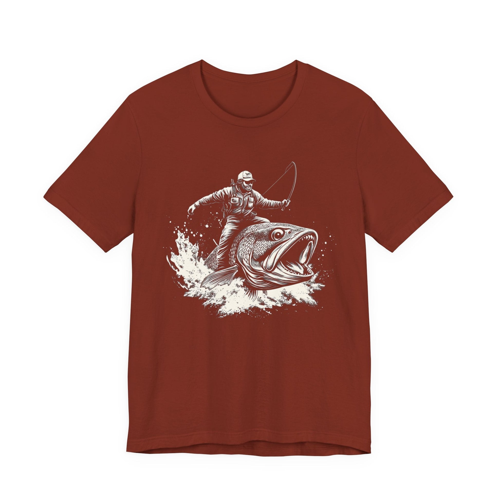 Funny Fisherman Riding a Trout T-Shirt, Fishing Tee - Popbydesign