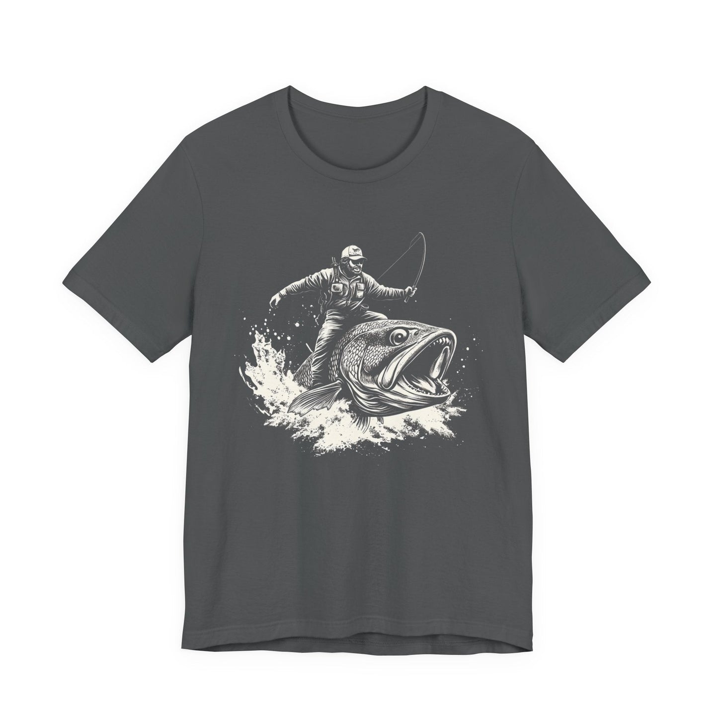 Funny Fisherman Riding a Trout T-Shirt, Fishing Tee - Popbydesign