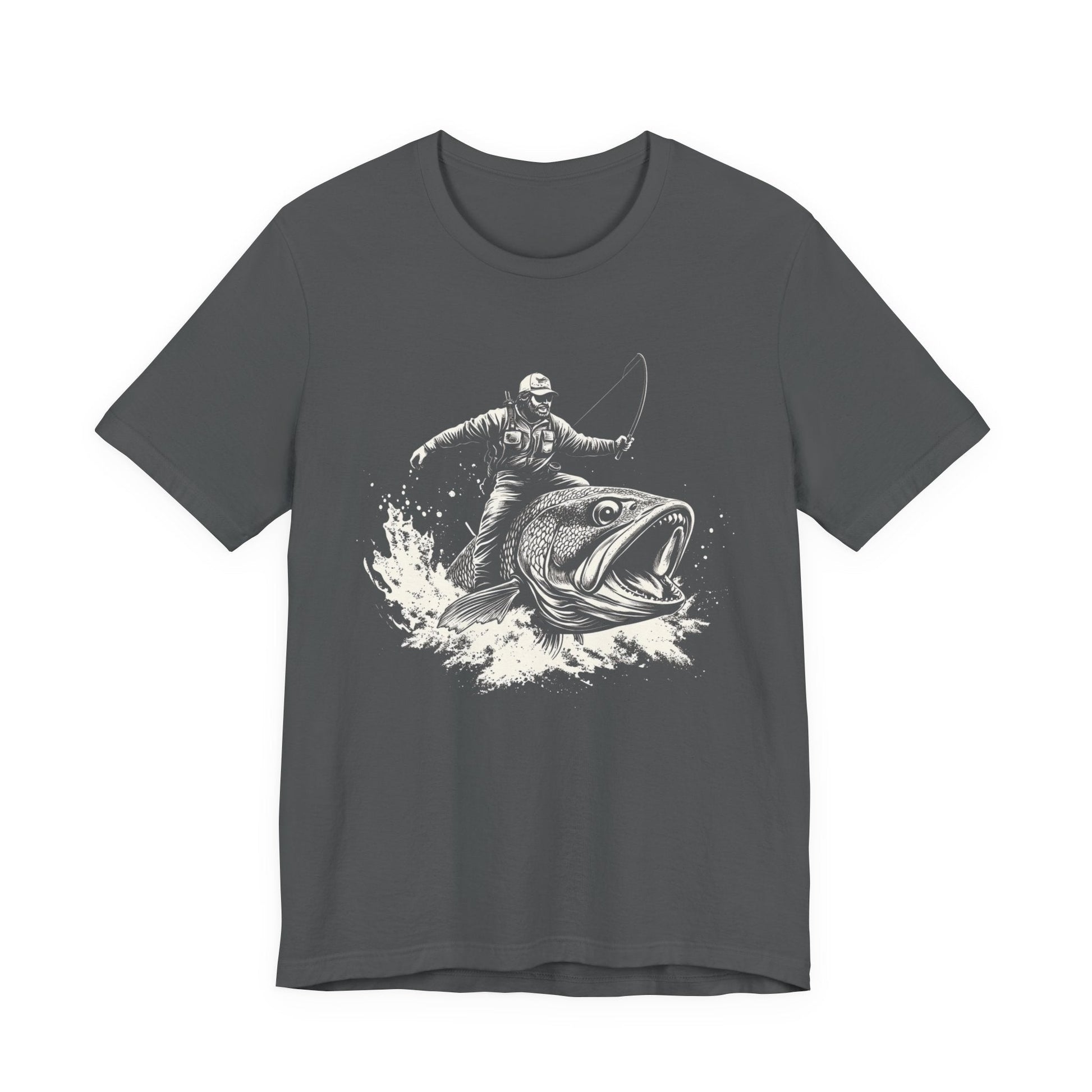 Funny Fisherman Riding a Trout T-Shirt, Fishing Tee - Popbydesign