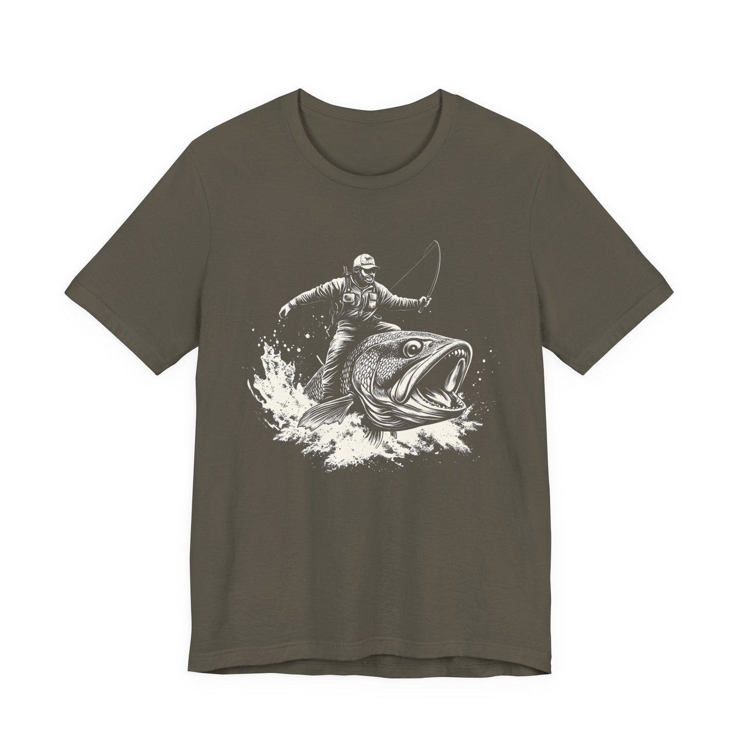 Funny Fisherman Riding a Trout T-Shirt, Fishing Tee - Popbydesign