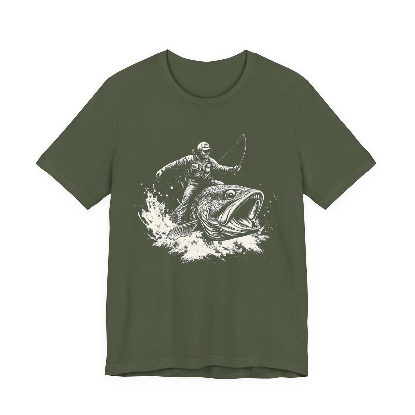 Funny Fisherman Riding a Trout T-Shirt, Fishing Tee - Popbydesign