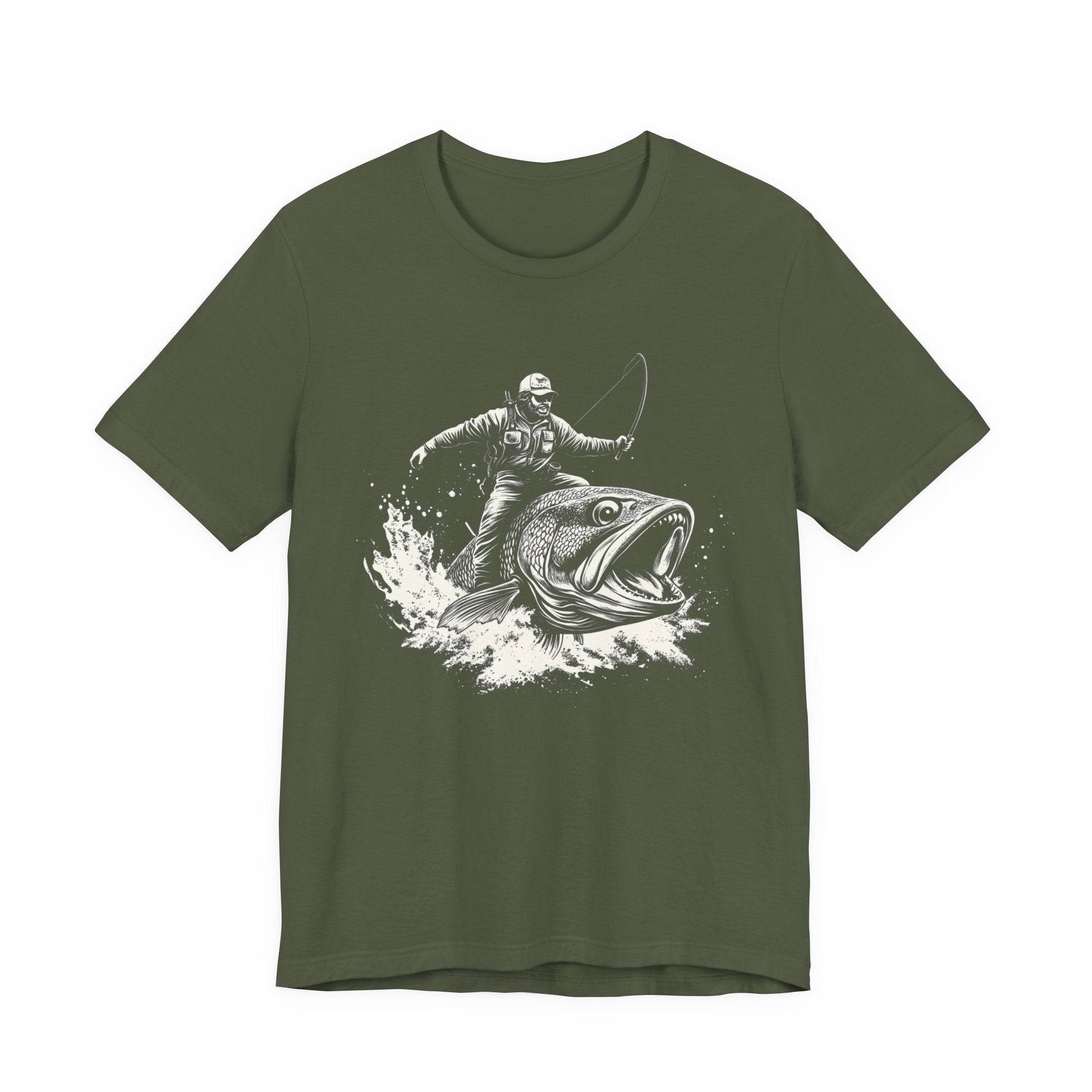 Funny Fisherman Riding a Trout T-Shirt, Fishing Tee - Popbydesign