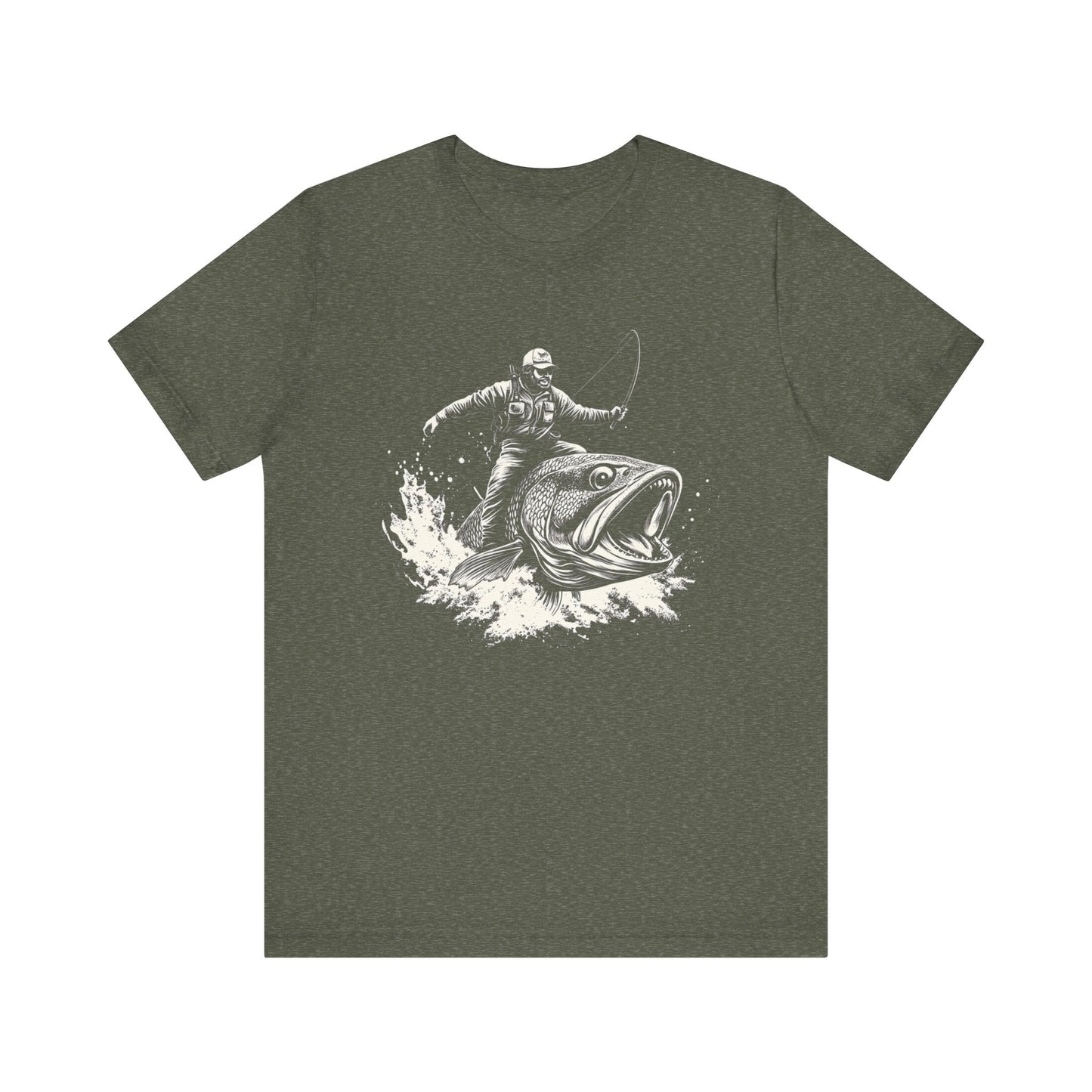 Funny Fisherman Riding a Trout T-Shirt, Fishing Tee - Popbydesign