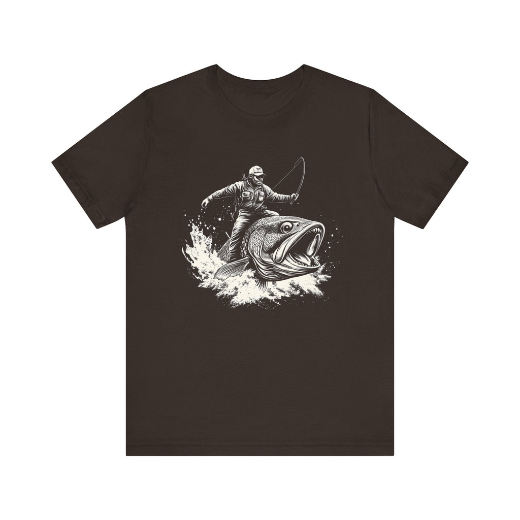 Funny Fisherman Riding a Trout T-Shirt, Fishing Tee by PopCultureByDesign36
