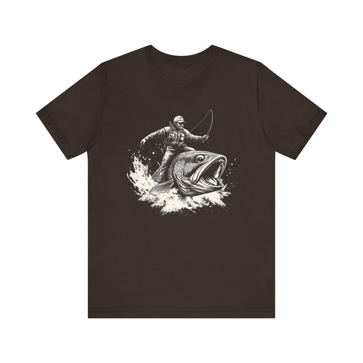 Funny Fisherman Riding a Trout T-Shirt, Fishing Tee - Popbydesign