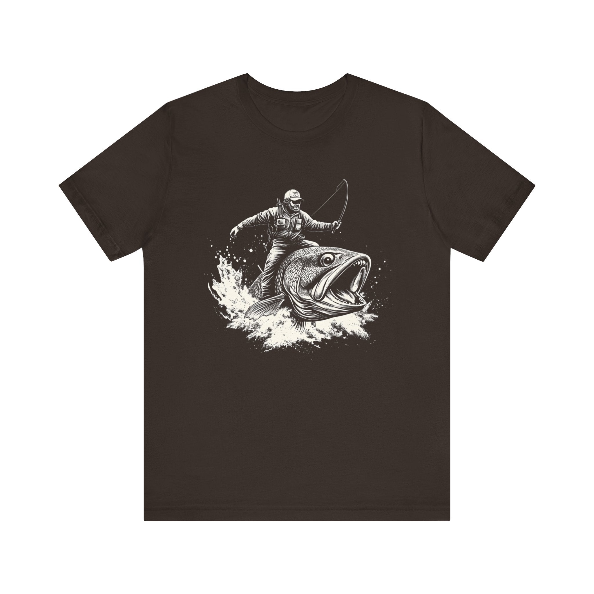 Funny Fisherman Riding a Trout T-Shirt, Fishing Tee by PopCultureByDesign36