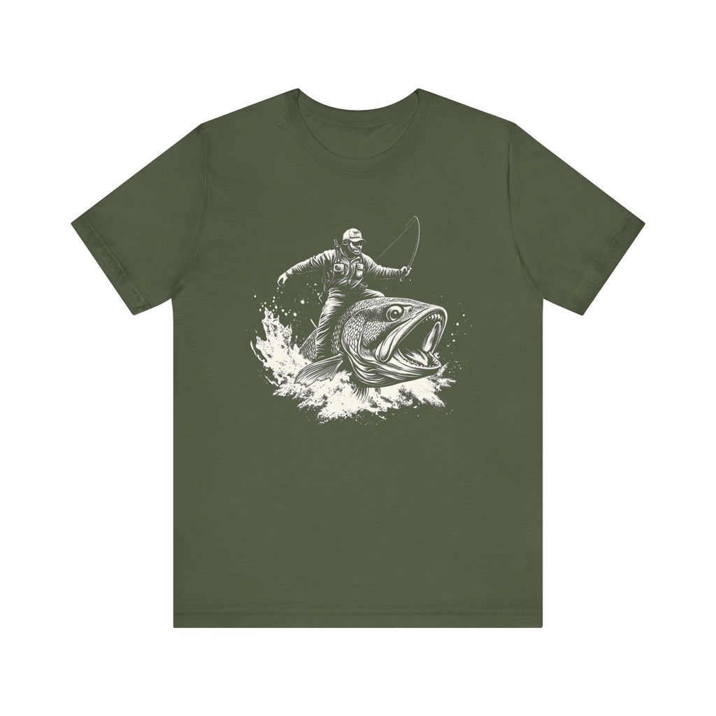 Funny Fisherman Riding a Trout T-Shirt, Fishing Tee by PopCultureByDesign36