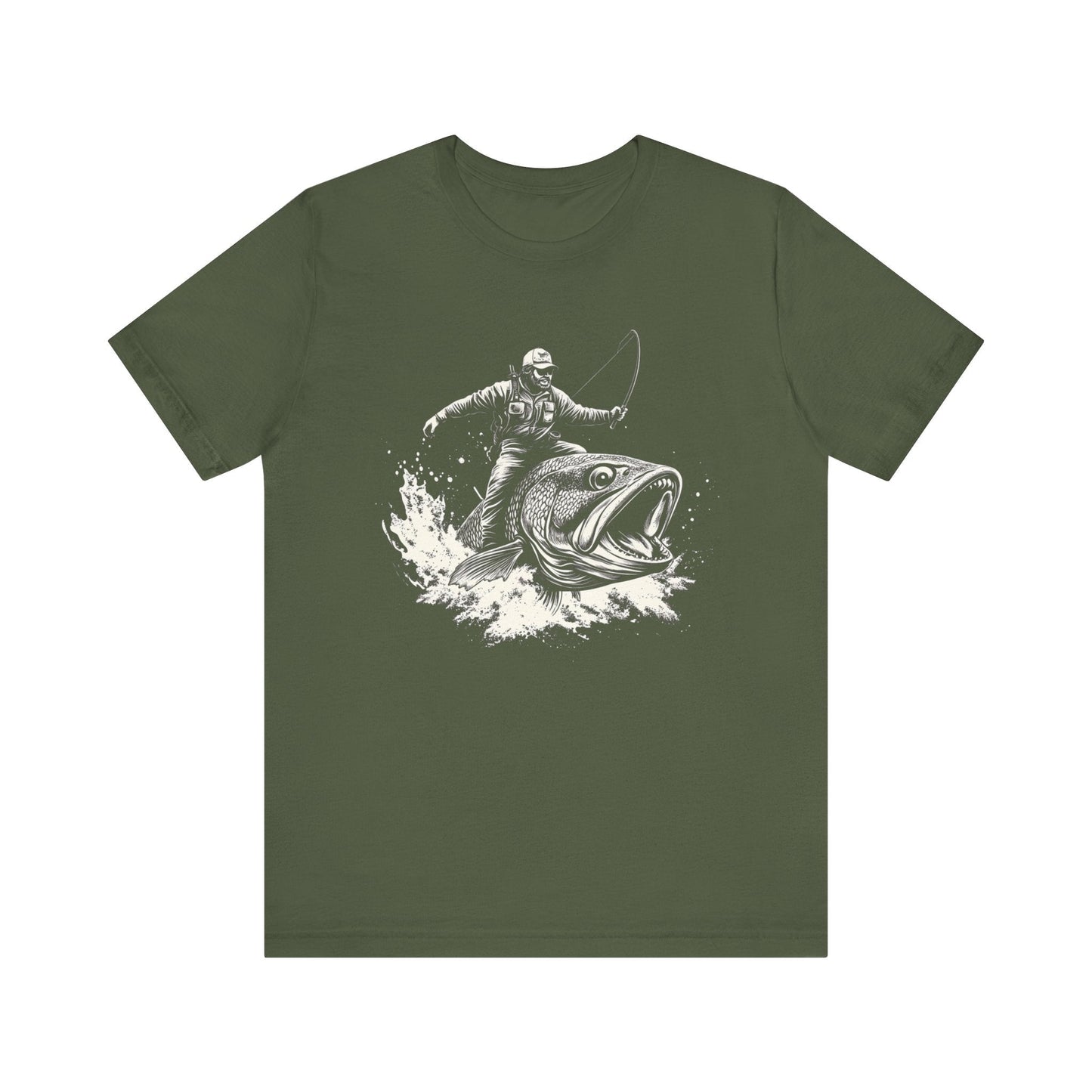 Funny Fisherman Riding a Trout T-Shirt, Fishing Tee - Popbydesign