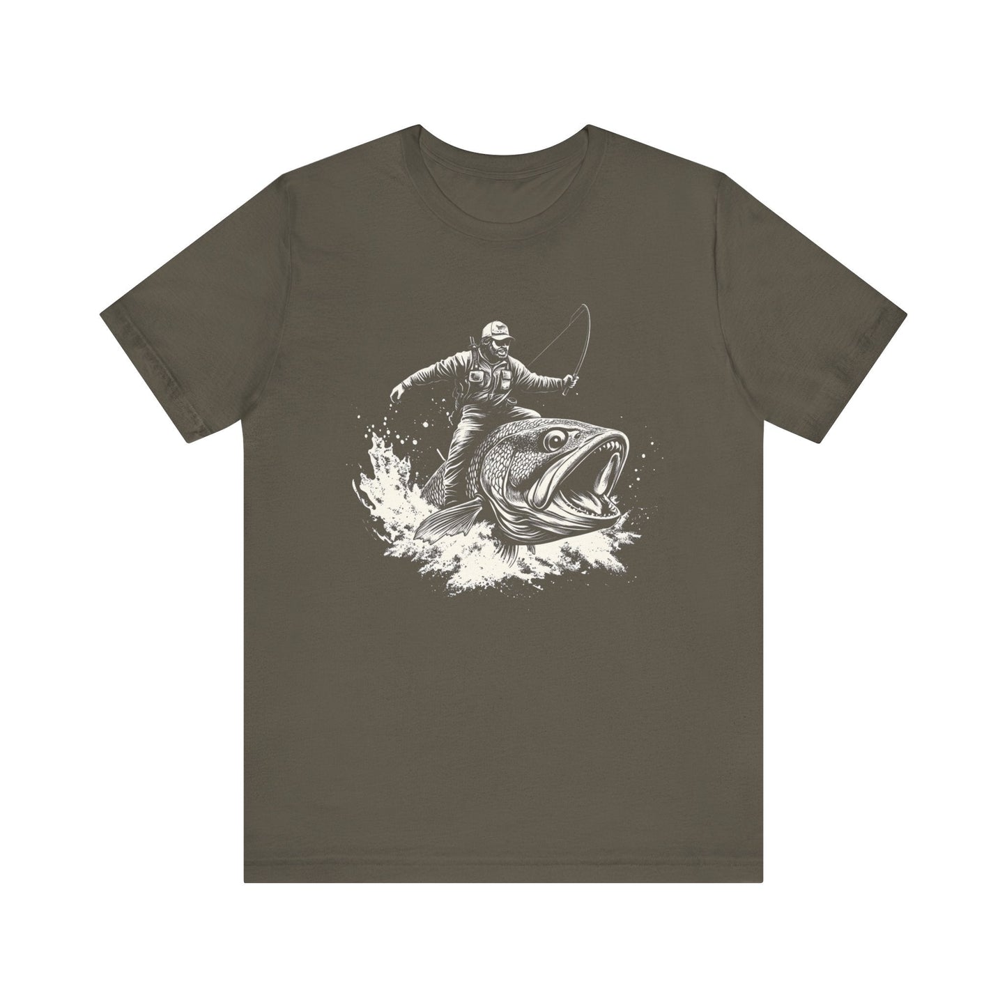 Funny Fisherman Riding a Trout T-Shirt, Fishing Tee - Popbydesign