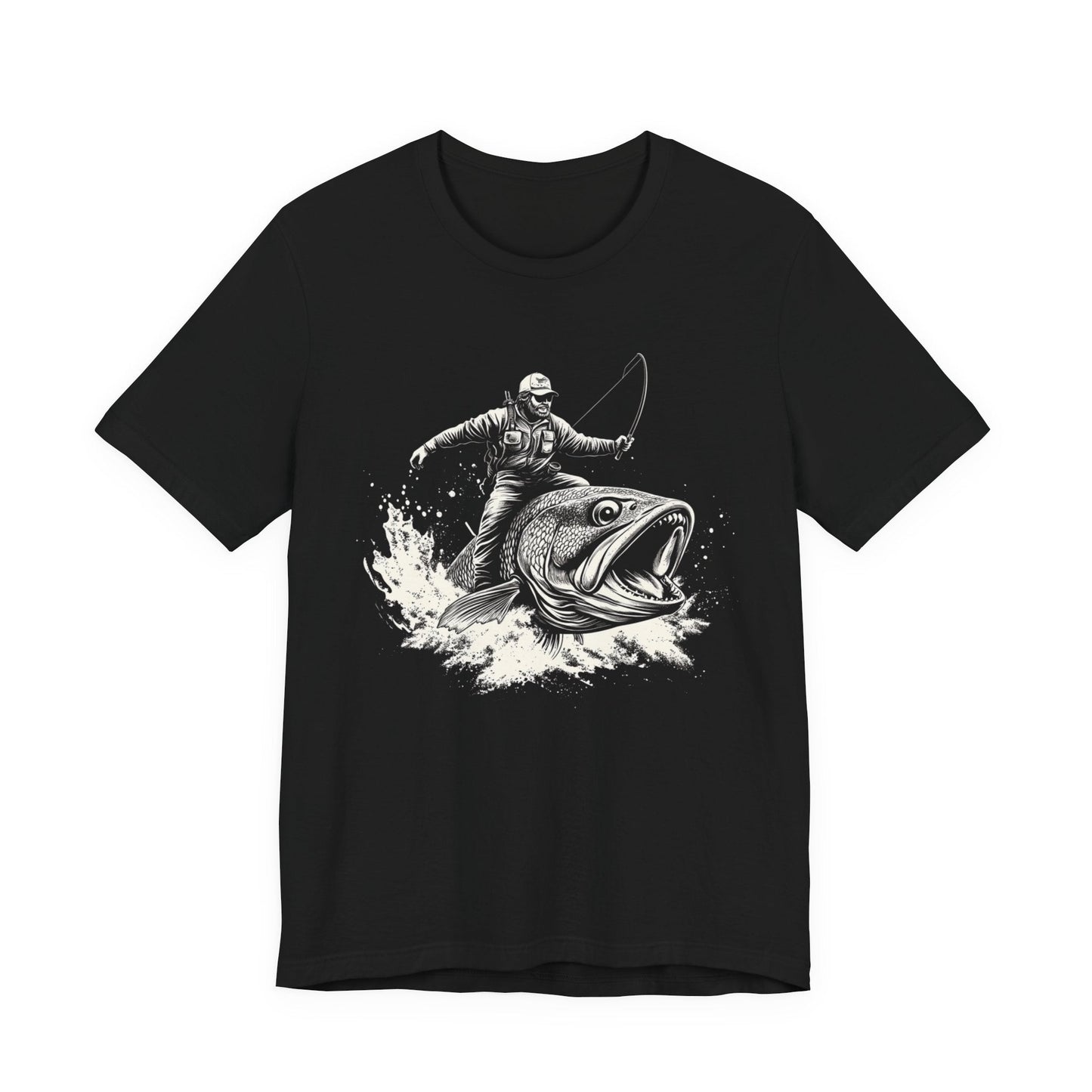 Funny Fisherman Riding a Trout T-Shirt, Fishing Tee - Popbydesign