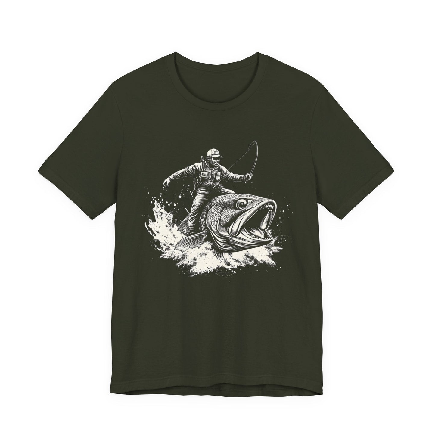 Funny Fisherman Riding a Trout T-Shirt, Fishing Tee - Popbydesign