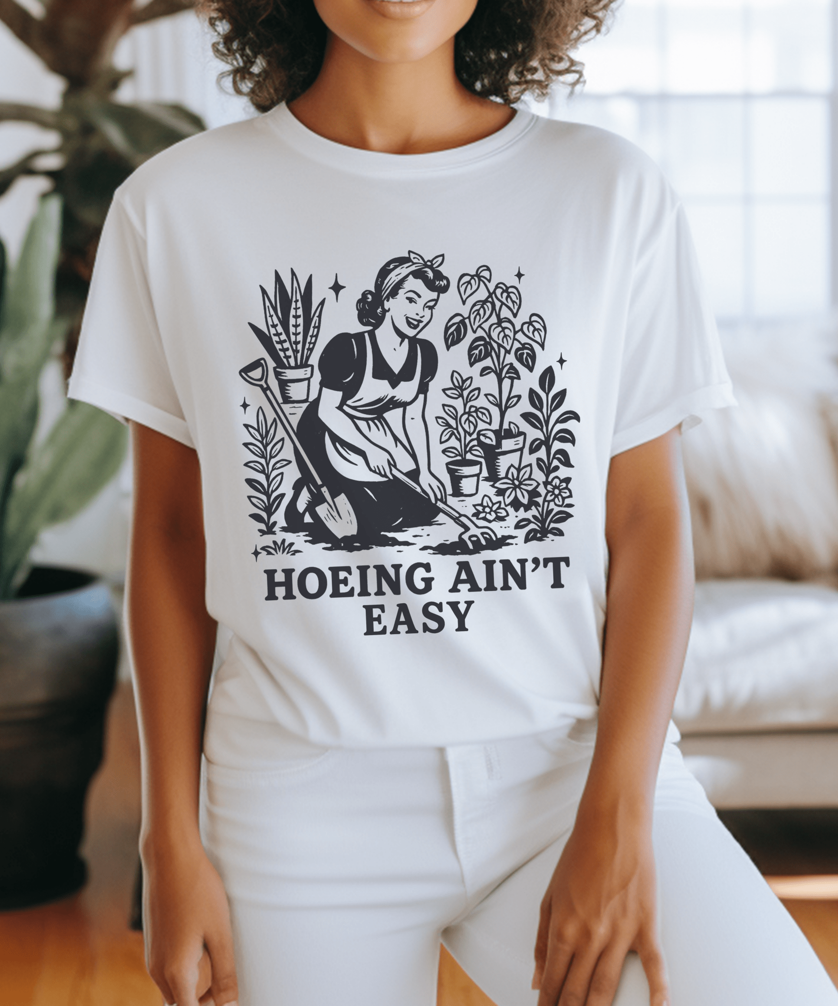 Funny Gardening Shirt, Hoeing Aint Easy Shirt, Plant Shirt - Popbydesign