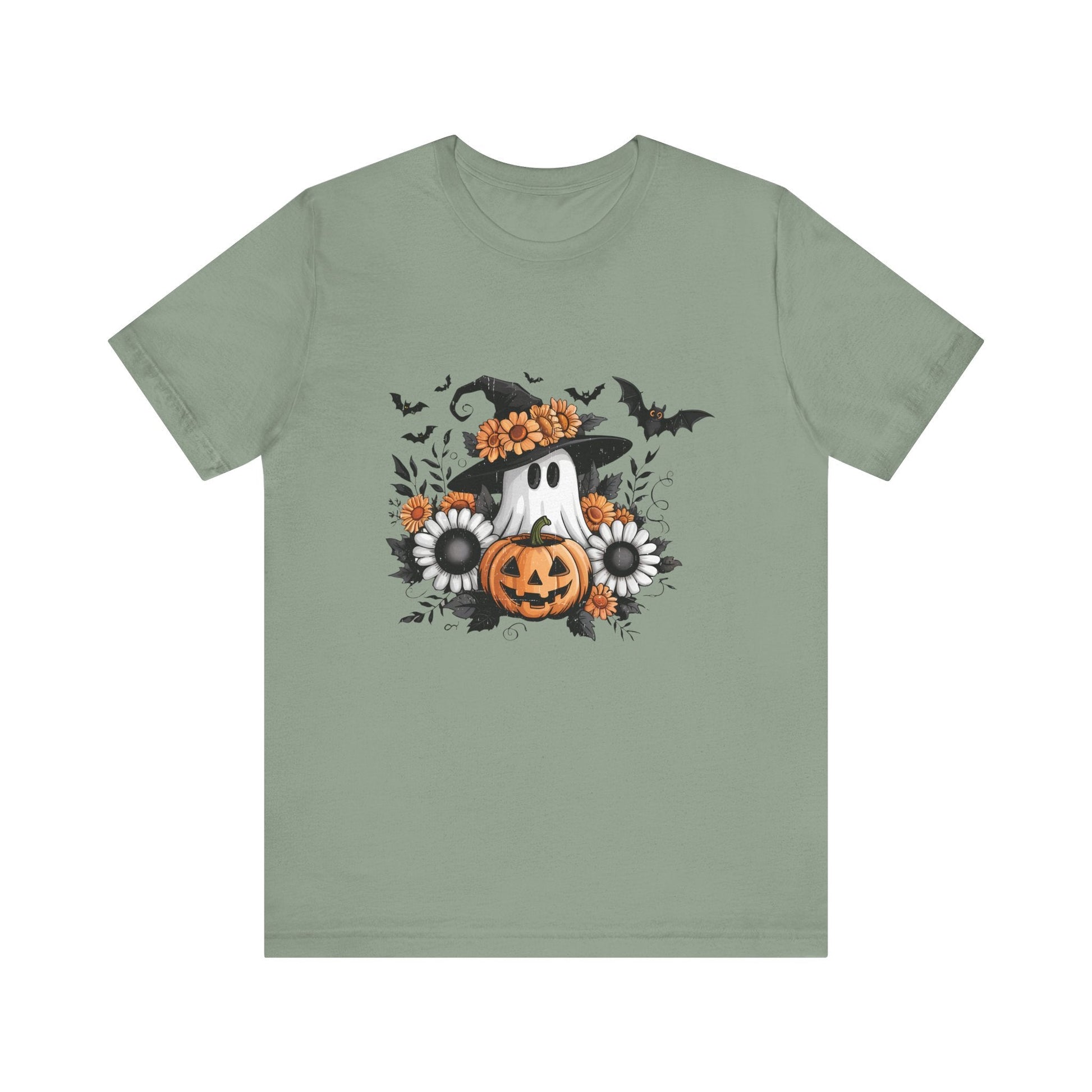 Funny Ghost Pumpkin Shirt, Boho Ghost Shirt, Soft floral ghost - Popbydesign