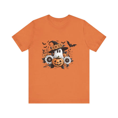 Funny Ghost Pumpkin Shirt, Boho Ghost Shirt, Soft floral ghost - Popbydesign
